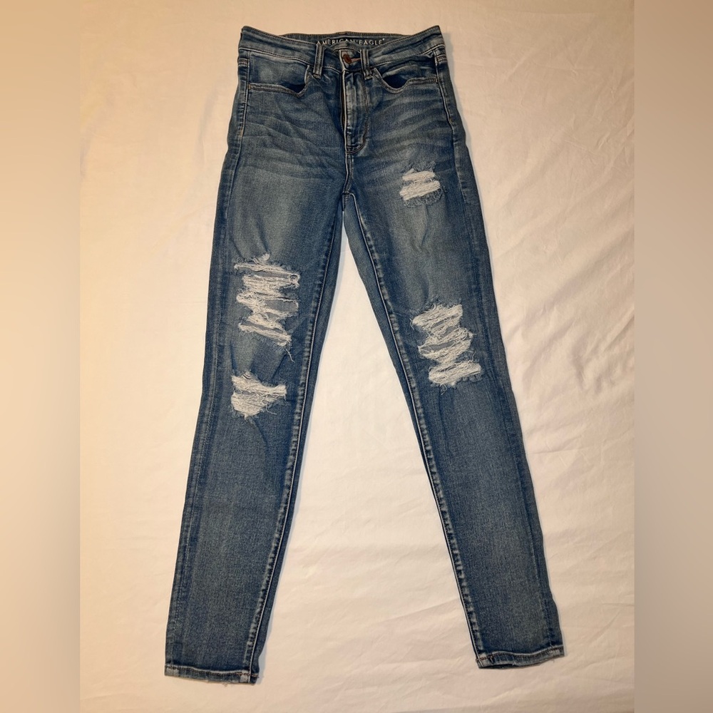 American Eagle Outfitters Ripped Skinny Jeans - Blue
